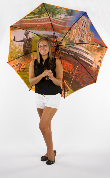 Click for more info and to purchase your UT umbrella. This double canopied umbrella is very unique. Imprinted on the outer canopy is the "Power T" with "The University of Tennessee" text. Full color graphics on the inner canopy. Click for more info and to purchase your UT umbrella. This double canopied umbrella is very unique. Imprinted on the outer canopy is the "Power T" with "The University of Tennessee" text. Full color graphics on the inner canopy.